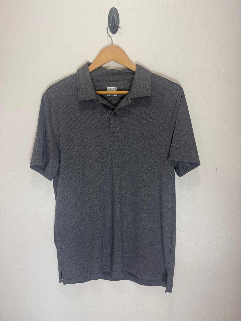 32 Degrees Men’s Charcoal Heather Polo, Size M